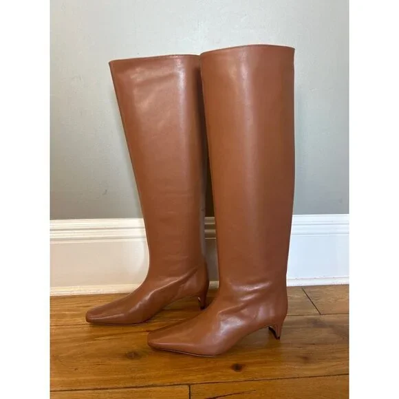 Staud Wally Knee High Leather Boots Tan Brown Womens Size 36 - Picture 6 of 13